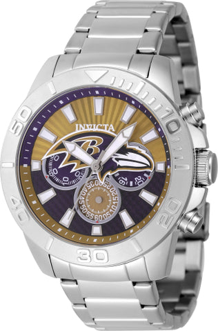 Invicta Men's 47940 NFL Baltimore Ravens Quartz Multifunction Blue, Dark Yellow Dial Watch