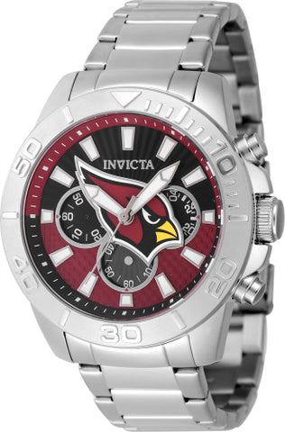 Invicta Men's 47960 NFL Arizona Cardinals Quartz Multifunction Black, Red Dial Watch