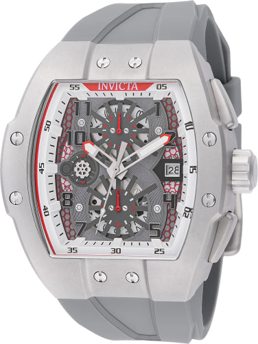 Invicta Men's 48026 Invicta Racing Quartz 3 Hand Transparent, Grey, White Dial Watch