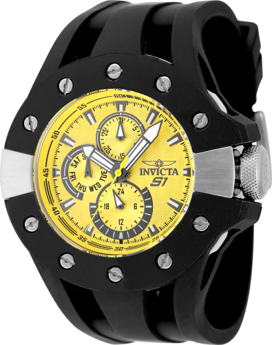 Invicta Men's 48120 S1 Rally Quartz Chronograph Black, Yellow Dial Watch