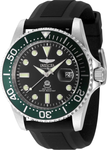 Invicta Men's 48214 Pro Diver Quartz 3 Hand Black Dial Watch