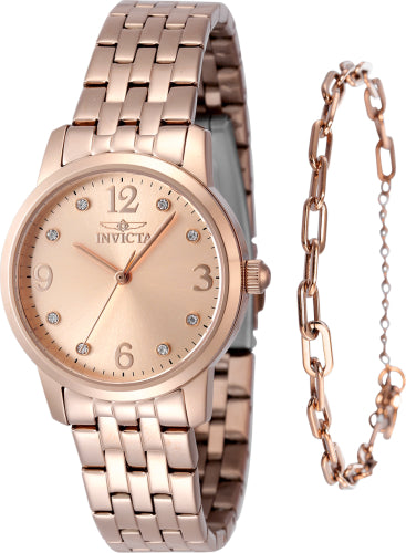 Invicta Women's 48257 Angel Quartz 3 Hand Rose Gold Dial Watch