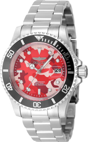 Invicta Men's 48568 Pro Diver Quartz 3 Hand Camouflage, Pink Dial Watch