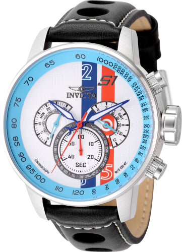 Invicta Men's 48615 S1 Rally Quartz Chronograph Light Blue, Red, White, Blue Dial Watch