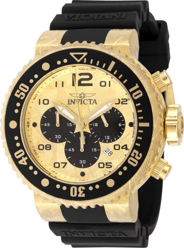 Invicta Men's 48618 Pro Diver Quartz Chronograph Gold, Black Dial Watch