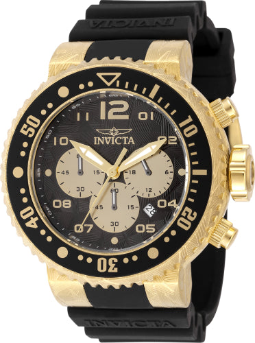 Invicta Men's 48619 Pro Diver Quartz VD53 Gold, Black Dial Watch