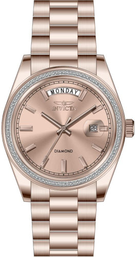 Invicta Women's 48766 Elite Diamond  Quartz 3 Hand Rose Gold Dial Watch