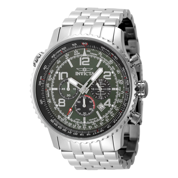 Invicta Men's 49080 Aviator Quartz VR32 Military Green Dial Watch