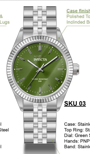 Invicta Women's 49217 Specialty  Quartz 3 Hand Green Dial Watch