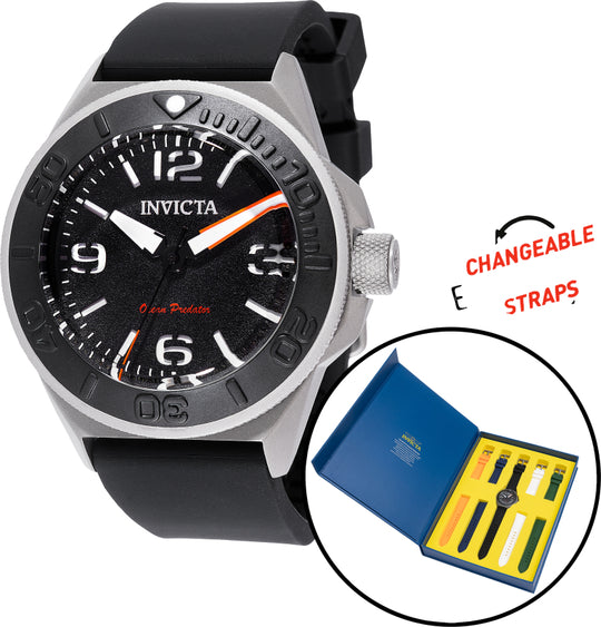 Invicta Men's 49453 OCEAN PREDATOR Quartz 3 Hand Black Dial Watch