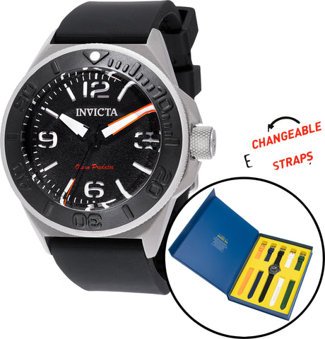 Invicta Men's 49453 OCEAN PREDATOR Quartz 3 Hand Black Dial Watch