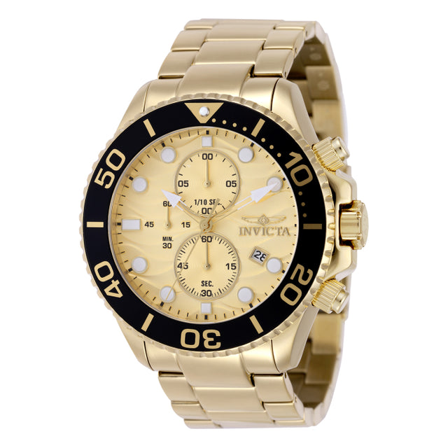 Invicta Men's 50225 Pro Diver Quartz VD57 Gold Dial Watch