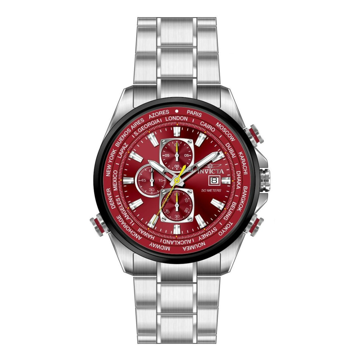 Invicta Men's 50500 Aviator Quartz VD57 Dark Red Dial Watch