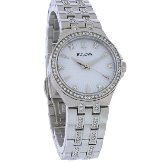 Bulova Crystal Collection Women's Silver-tone Bracelet Quartz Watch - 96X161