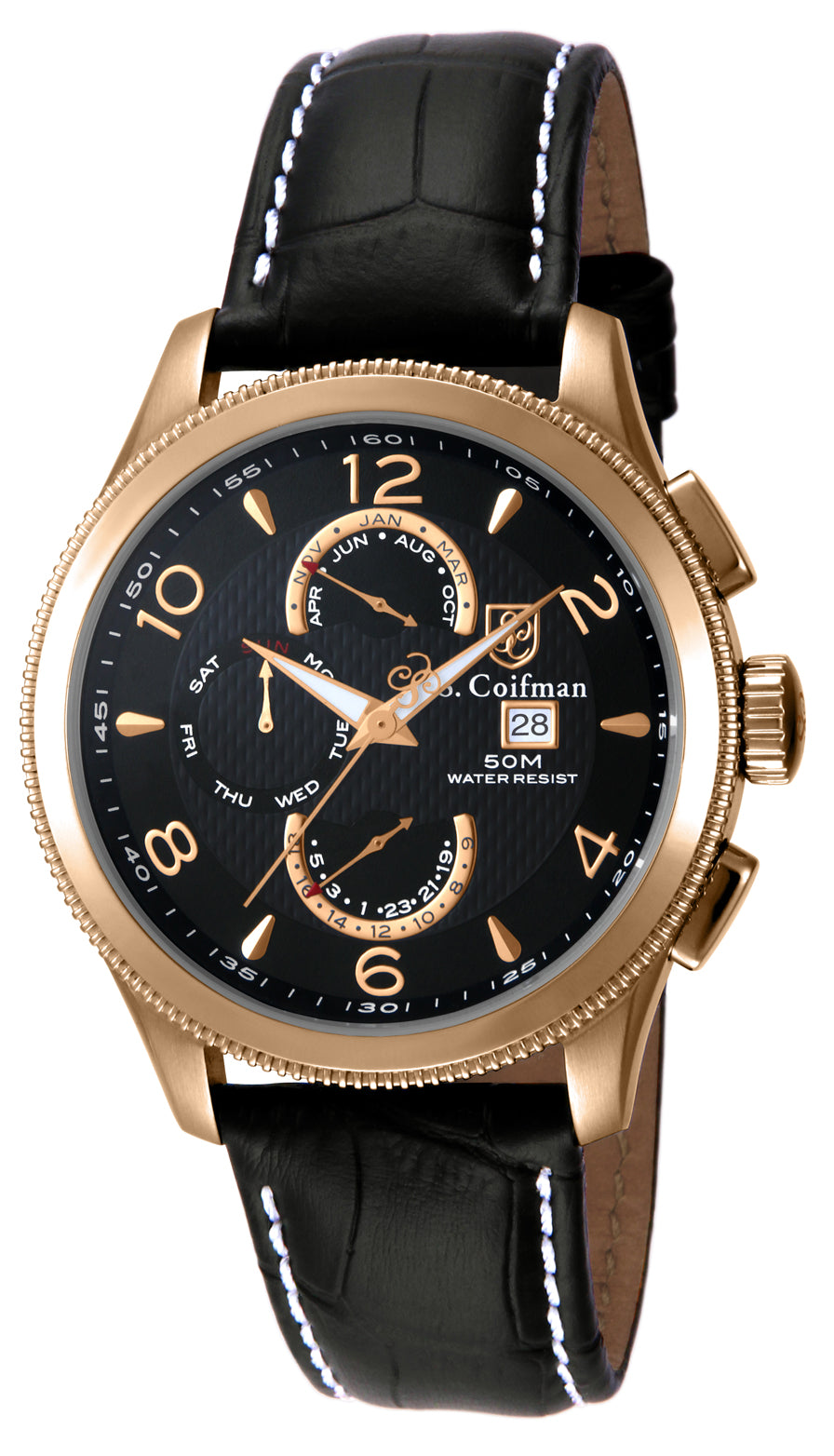 S.Coiffman Men's SC0111 Heritage Quartz Black Dial Watch