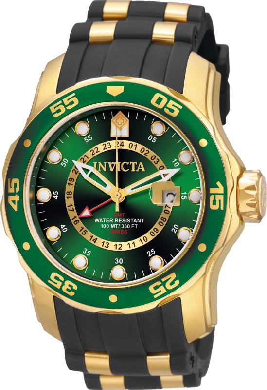 Invicta Men's 6994 Pro Diver Quartz GMT Gold, Green Dial Watch