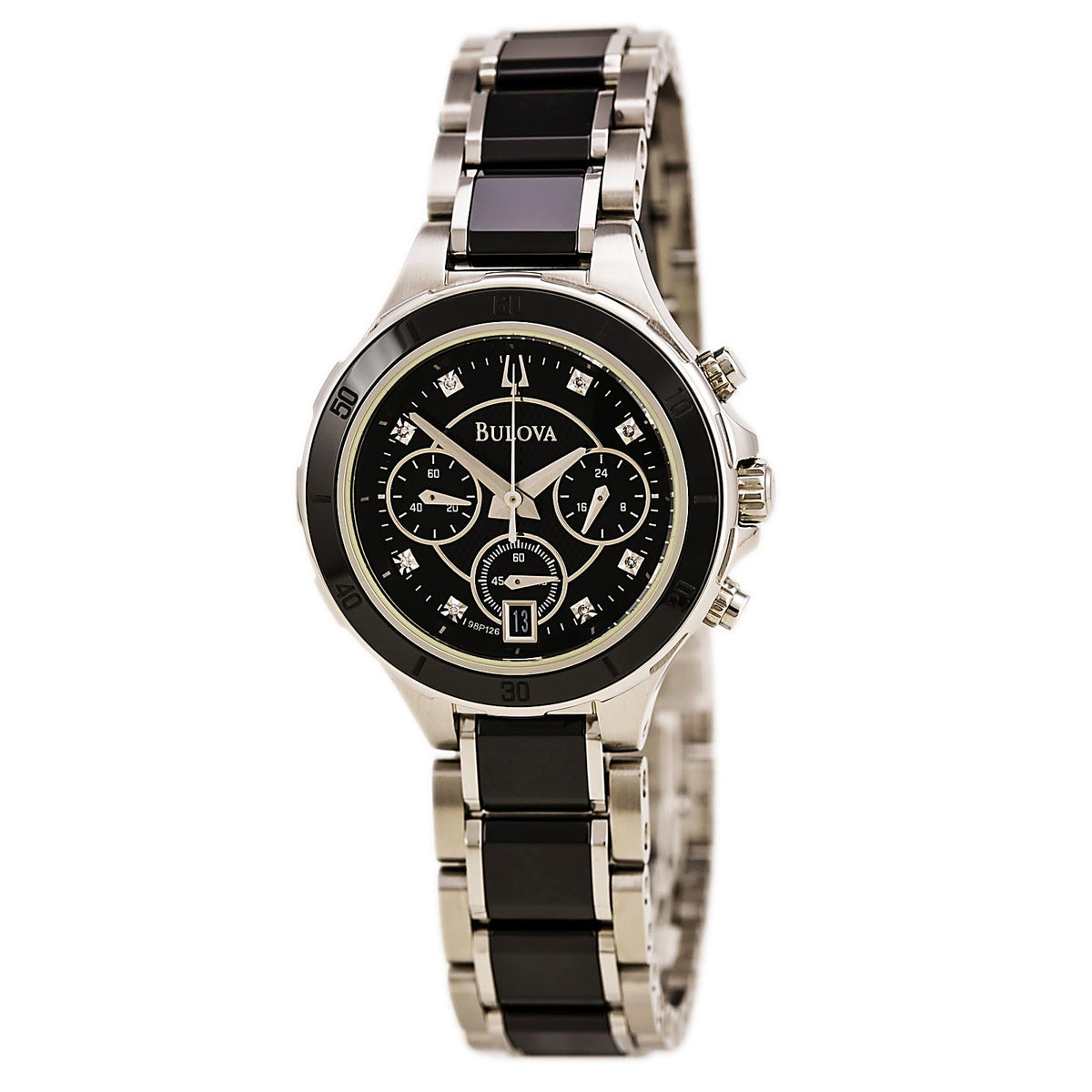 Bulova Substantial Collection Women's Black with Silver-tone Accents Bracelet Quartz Watch - 98P126