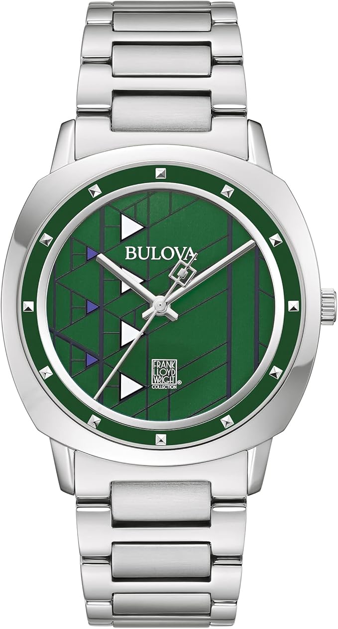Bulova Frank Lloyd Wright Collection – Hollyhock House Unisex Silver Bracelet Quartz Watch - 96A286