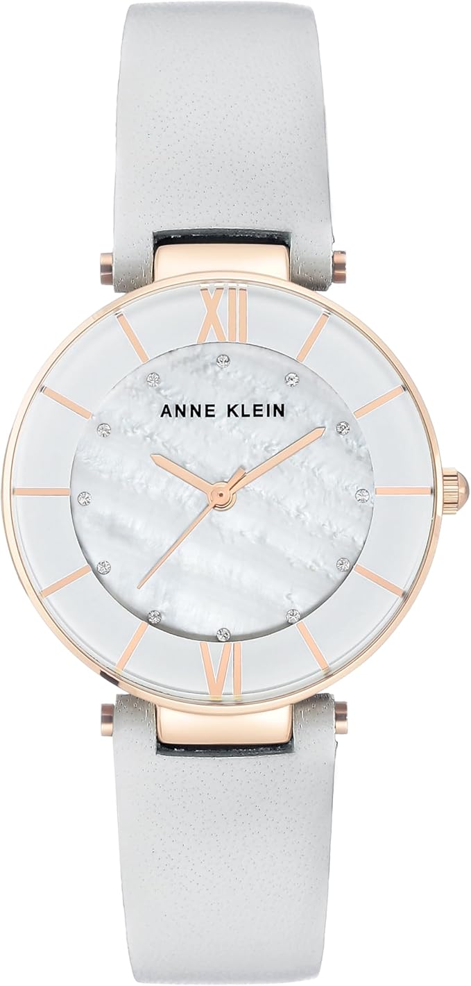 Anne Klein Crystal Women's Light Grey Strap Quartz Watch - AK/3272RGLG