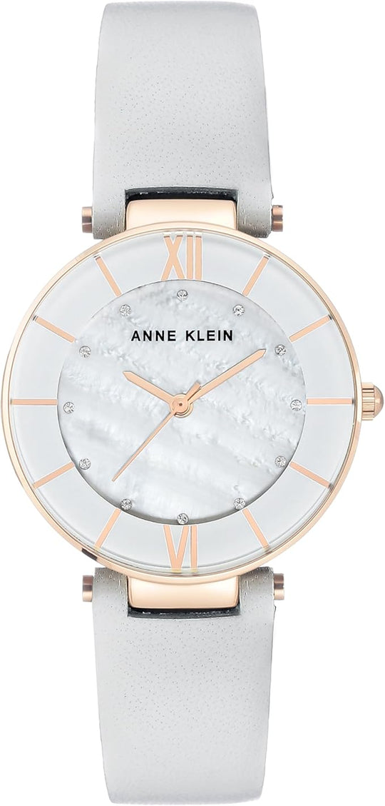 Anne Klein Crystal Women's Light Grey Strap Quartz Watch - AK/3272RGLG