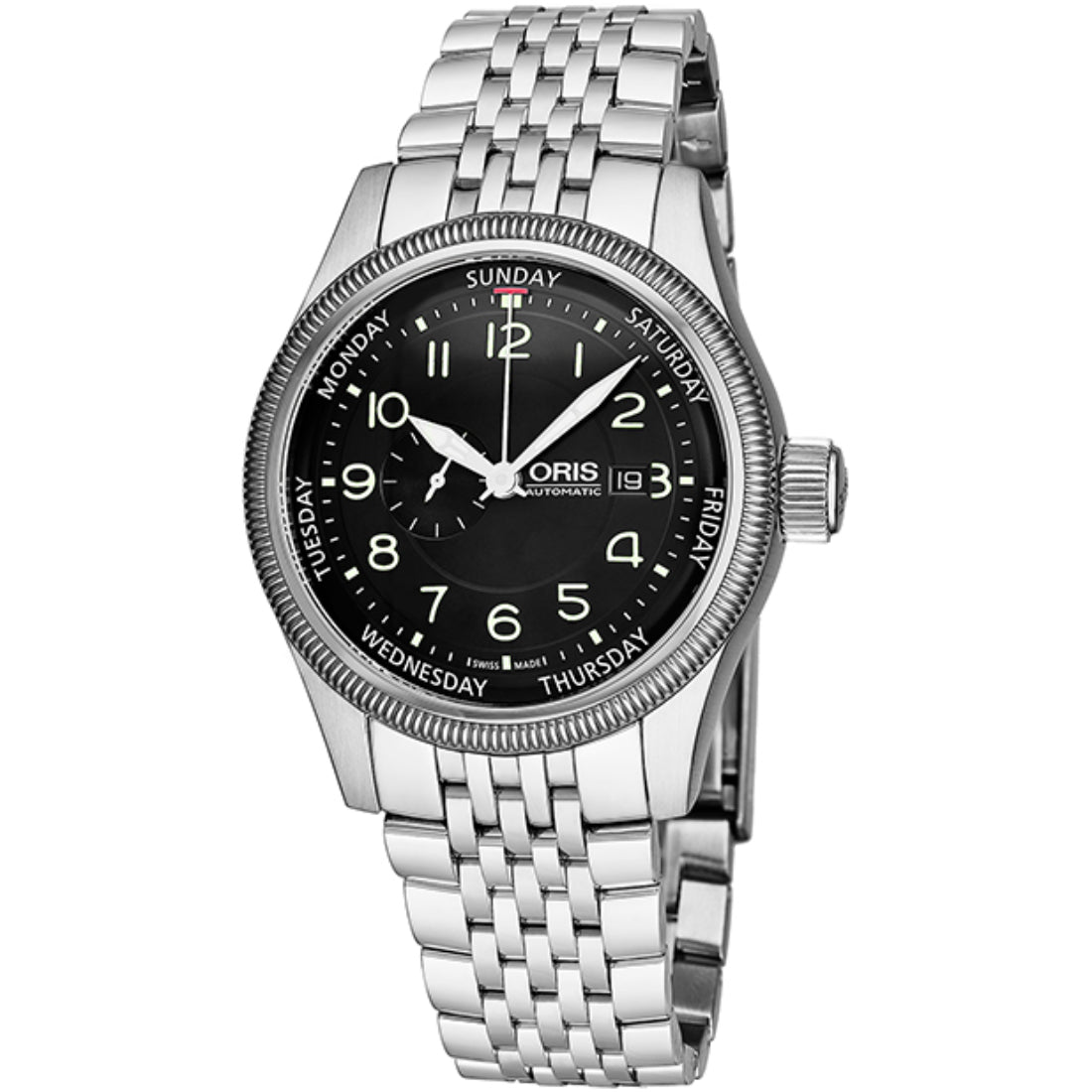 Oris Big Crown Small Second Pointer Day Men's Black Dial Automatic Watch 74576884034MB