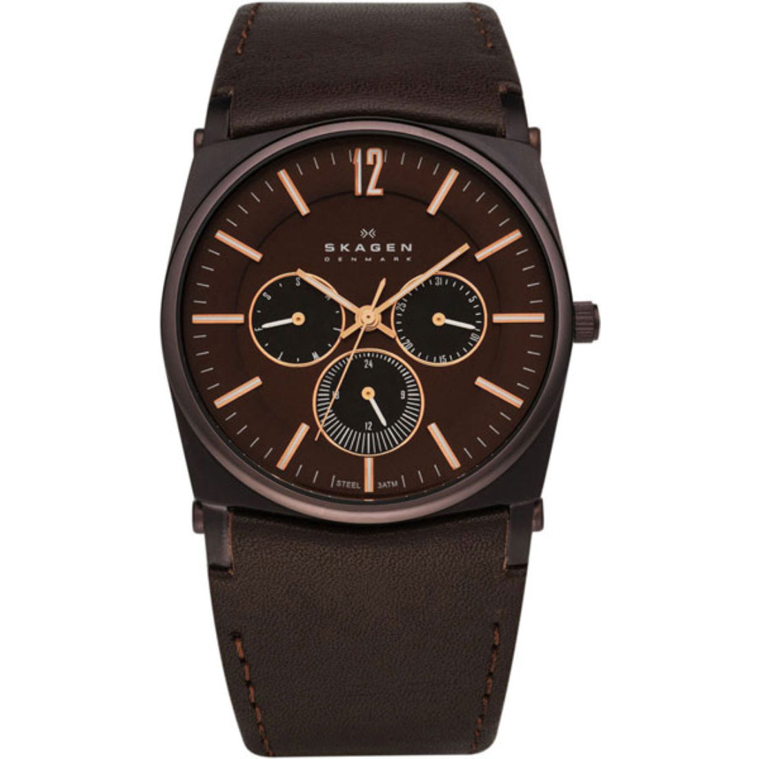 Skagen Men's Brown Dial Brown Leather Strap Quartz Watch 759LDRD