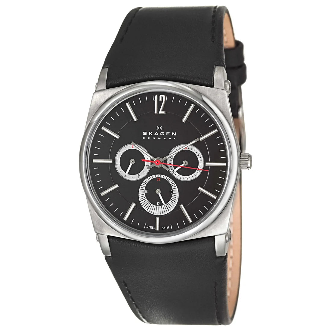 Skagen Men's Black Dial Black Leather Strap Quartz Watch 759LSLB1