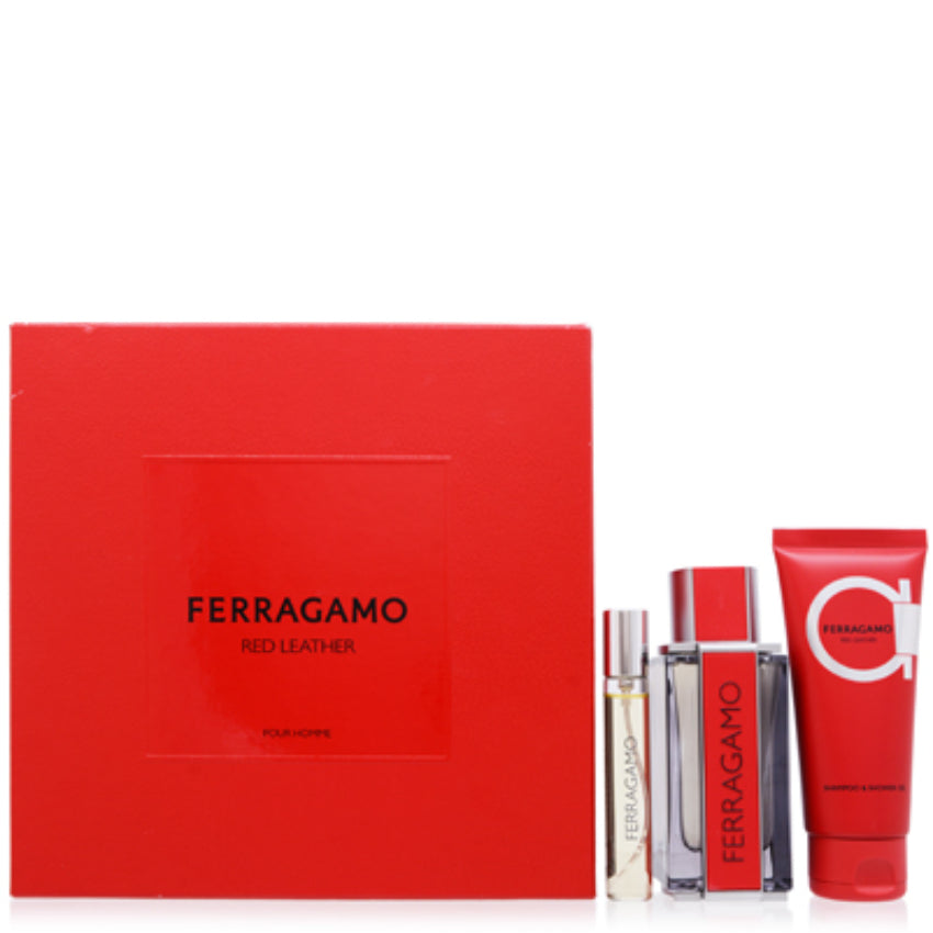 Red Leather by S. Ferragamo 3 Pc. Set for Men