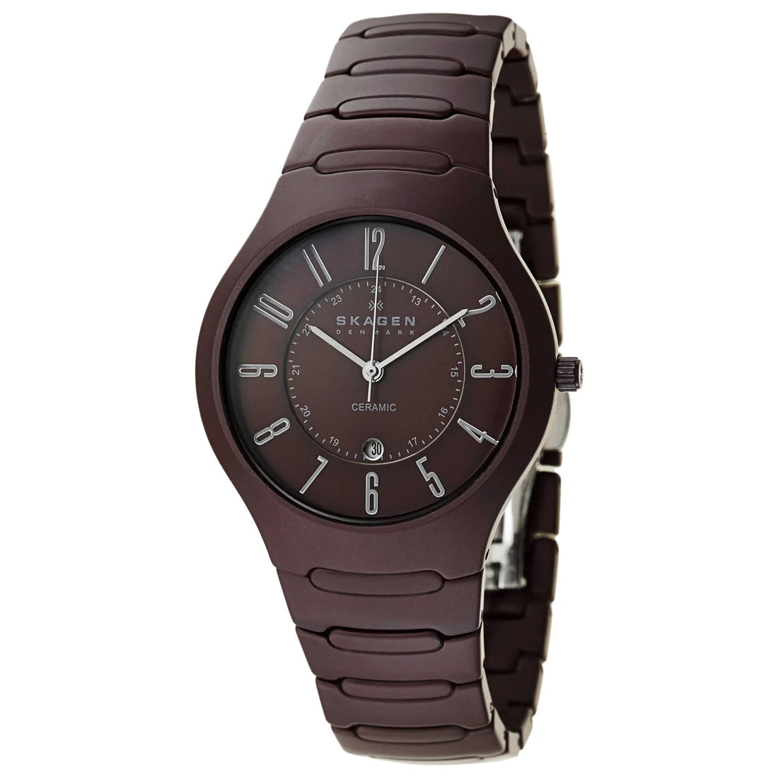 Skagen Ceramic Unisex Brown Dial Ceramic Bracelet Quartz Watch 817LDXC