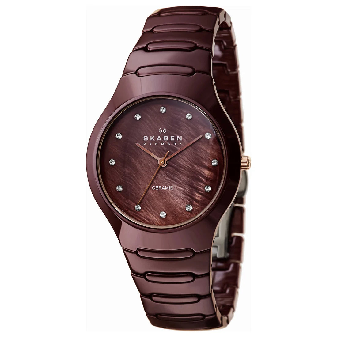 Skagen Ceramic Women's Brown Dial Ceramic Bracelet Quartz Watch 817SDXCR