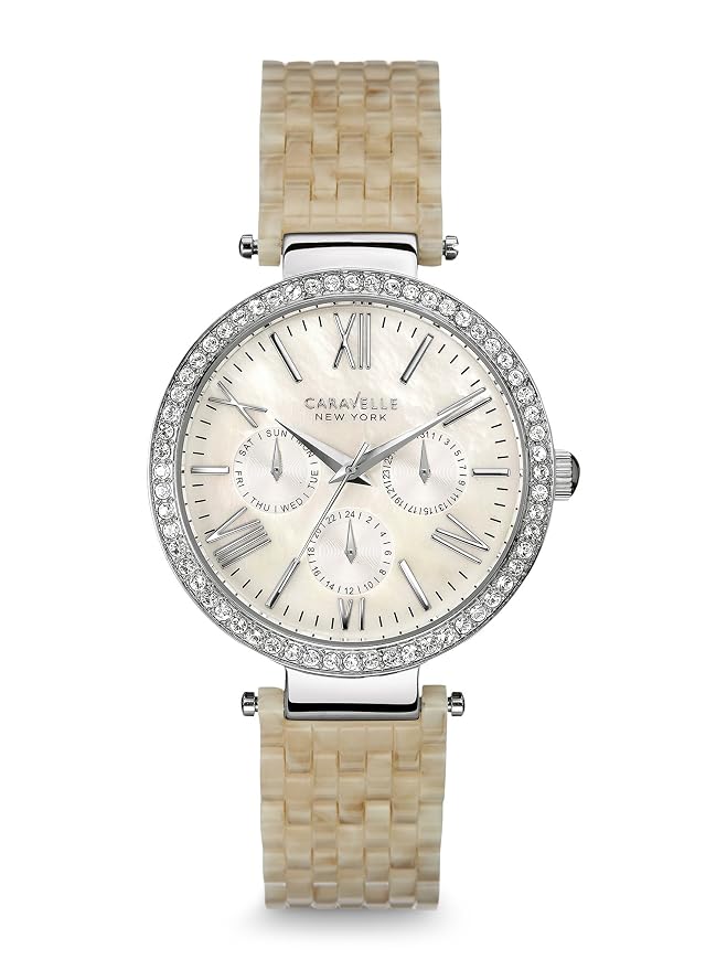 Caravelle Glitz Women's Beige Bracelet Quartz Watch - 43N102
