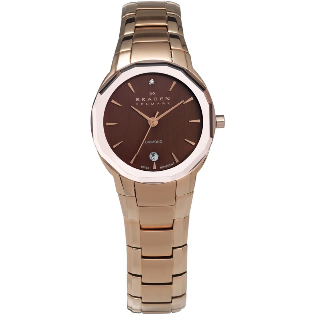 Skagen Black Label Women's Brown Dial Rose Gold-Tone Quartz Watch 822SRXD