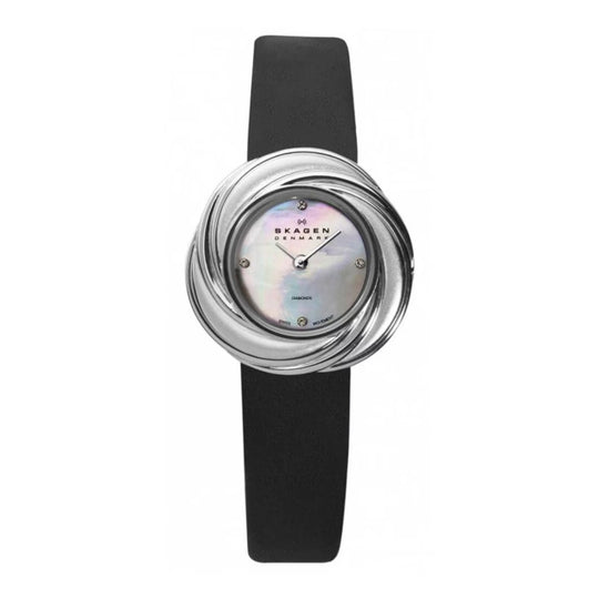 Skagen Black Label Women's Mother-of-Pearl Dial Leather Quartz Watch 885SSLB