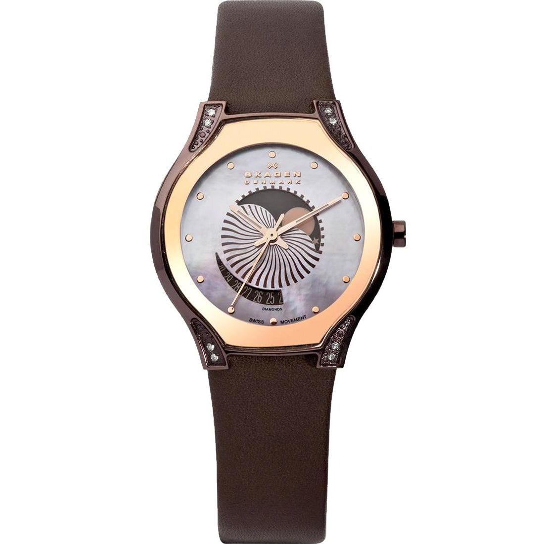 Skagen Black Label Women's Brown Mother-of-Pearl Leather Quartz Watch 886SRLD