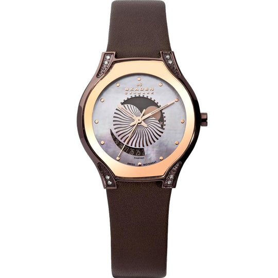 Skagen Black Label Women's Brown Mother-of-Pearl Leather Quartz Watch 886SRLD