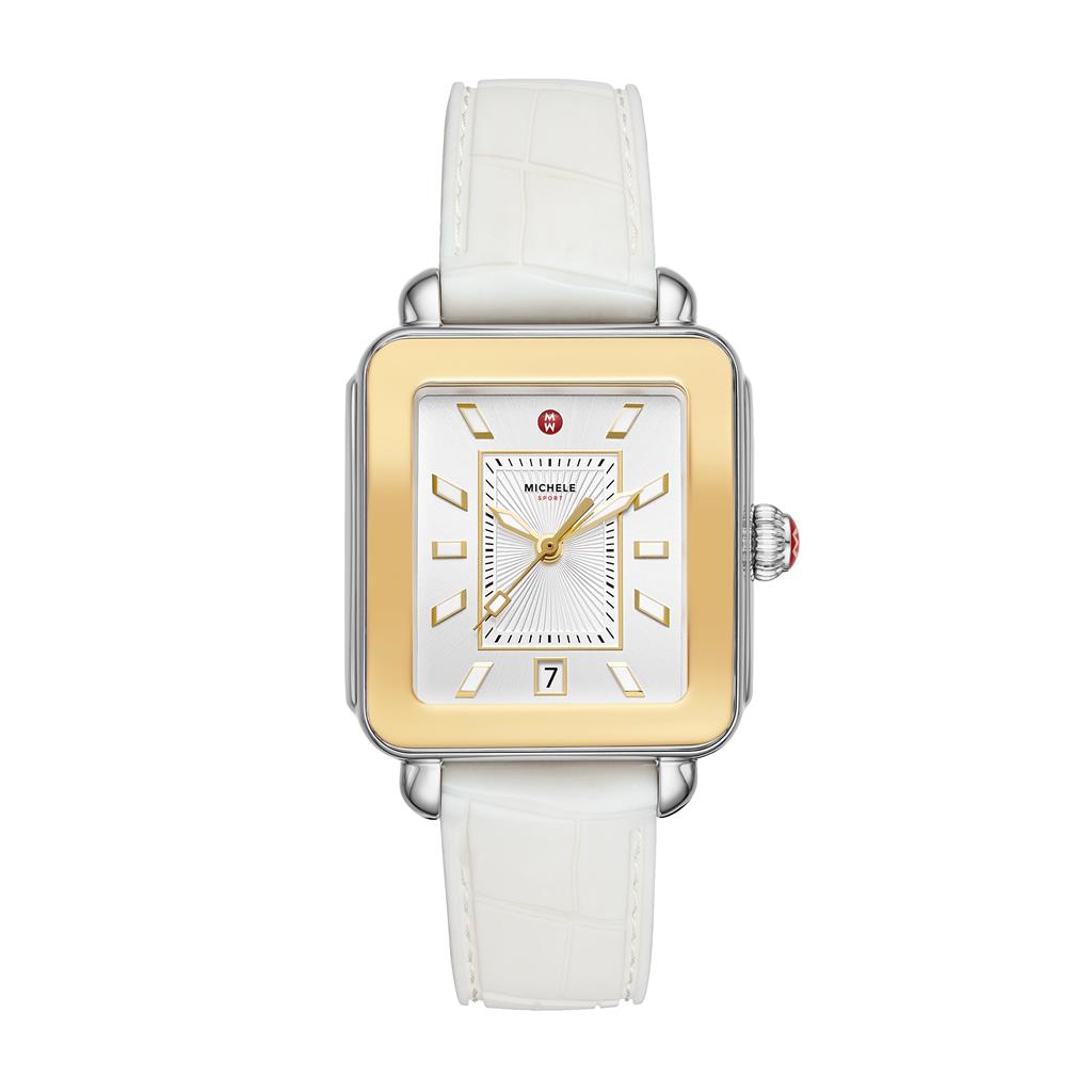 Michele Deco Sport Women's Silver White Sunray Dial White Silicone Strap Quartz Watch MWW06K000014