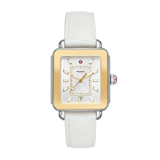 Michele Deco Sport Women's Silver White Sunray Dial White Silicone Strap Quartz Watch MWW06K000014