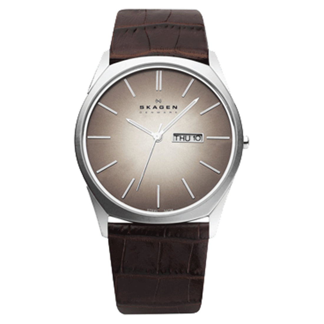 Skagen Classic Men's Satin Brown Dial Leather Strap Quartz Watch 890XLSLD