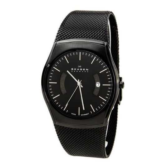 Skagen Black Label Men's Black Dial Black Steel Bracelet Quartz Watch 902XLSBB