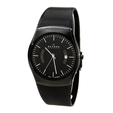 Skagen Black Label Men's Black Dial Black Steel Bracelet Quartz Watch 902XLSBB