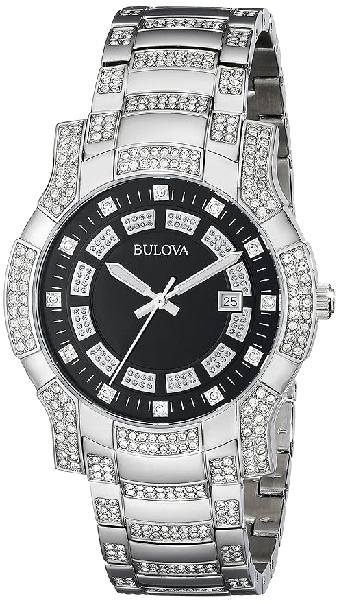 Bulova Crystal Collection Men's Silver-tone Bracelet Quartz Watch - 96B176