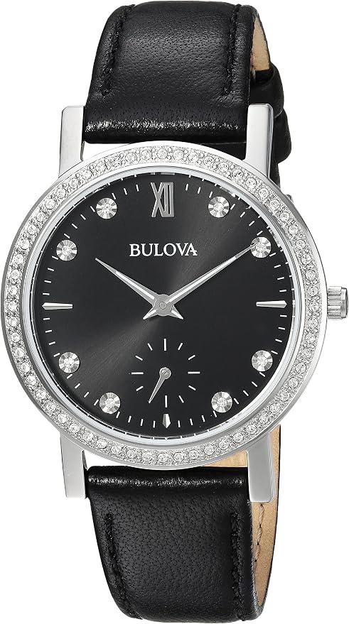 Bulova Bulova Crystal Collection Women's Black Strap Quartz Watch - 96L246