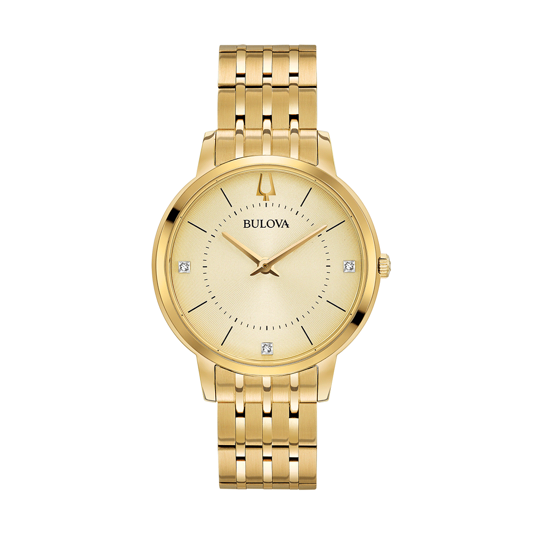 Bulova Diamonds Collection Women's Gold-tone Bracelet Quartz Watch - 97P123