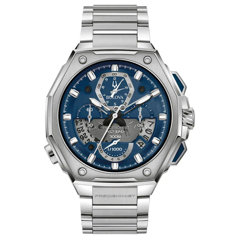 Bulova Precisionist  Men's Silver-tone Bracelet Quartz Watch - 96B349