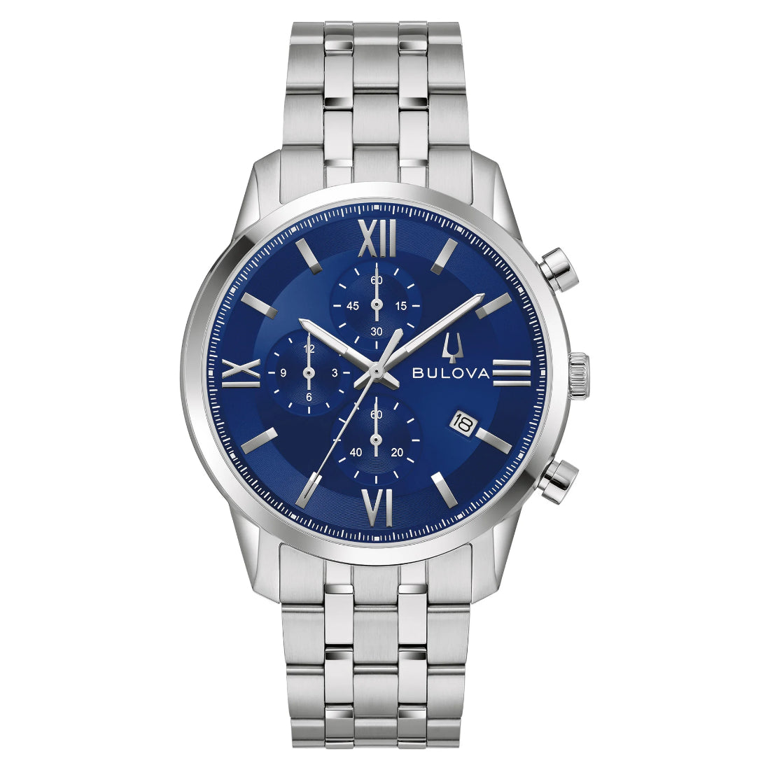 Bulova Sutton Chronograph Men's Silver-tone Bracelet Quartz Watch - 96B476