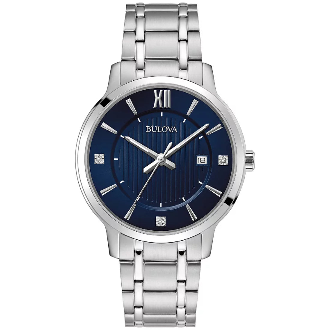 Bulova Bulova Classic Diamond Accent Men's Silver Bracelet Quartz Watch - 96D152