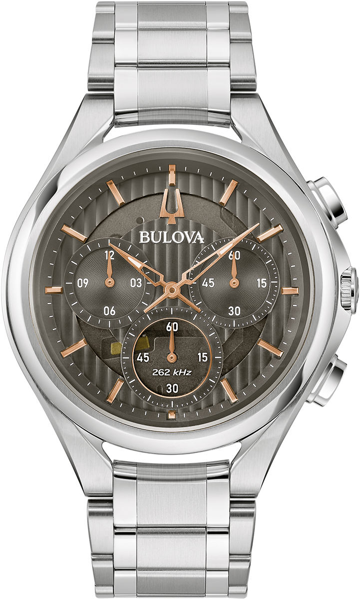Bulova CURV Collection Men's Silver-tone Bracelet Quartz Watch - 96A298