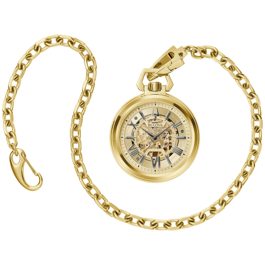 Bulova Sutton Men's Gold-tone Chain Automatic Pocket Watch - 97A178