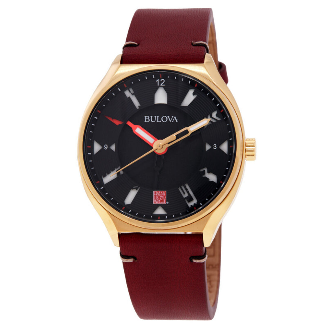 Bulova Frank Lloyd Wright Men's Burgundy Strap Automatic Watch - 97A192
