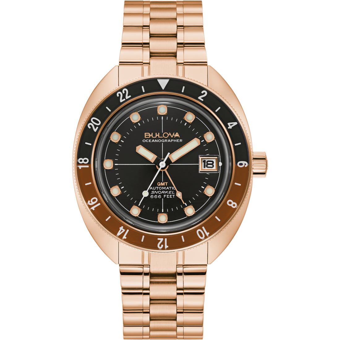 Bulova Oceanographer GMT Men's Rose gold-tone / silver-gold tone Bracelet Automatic Watch - 97B215